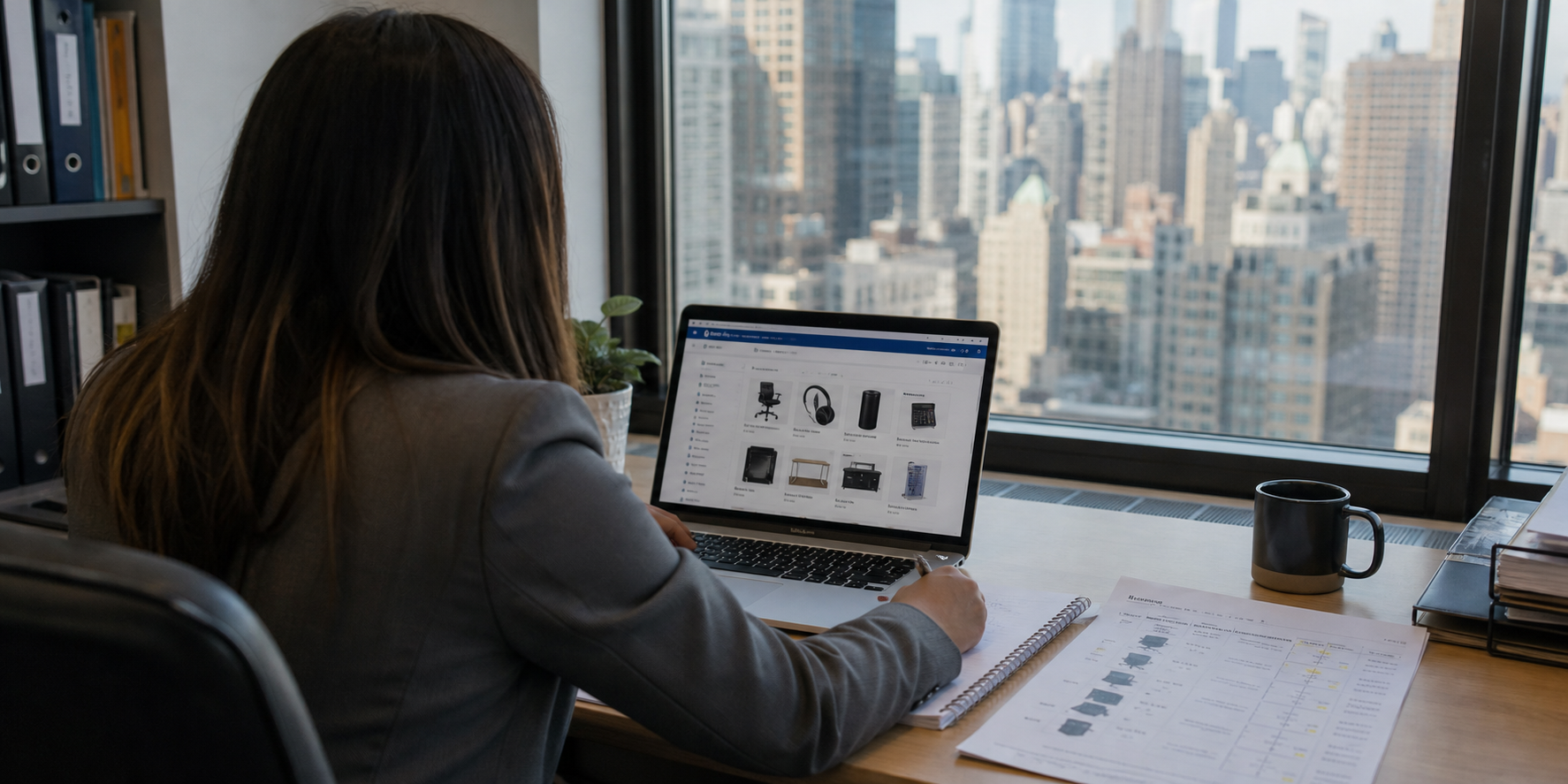 NYC agency buyer searching GoVets on a laptop to prepare a quote request
